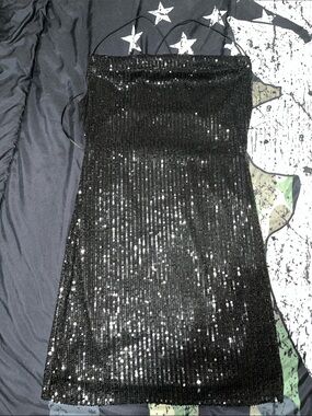 Bozzolo Black Sequin Mini Skirt